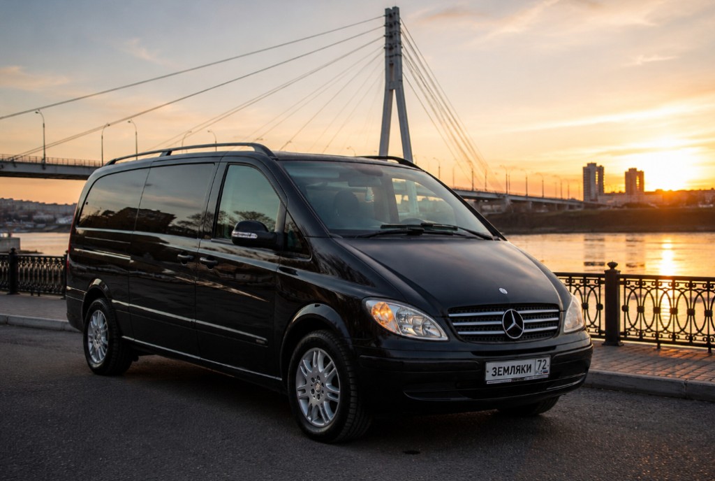 Mercedes-Benz Viano чёрный на набережной Тюмени